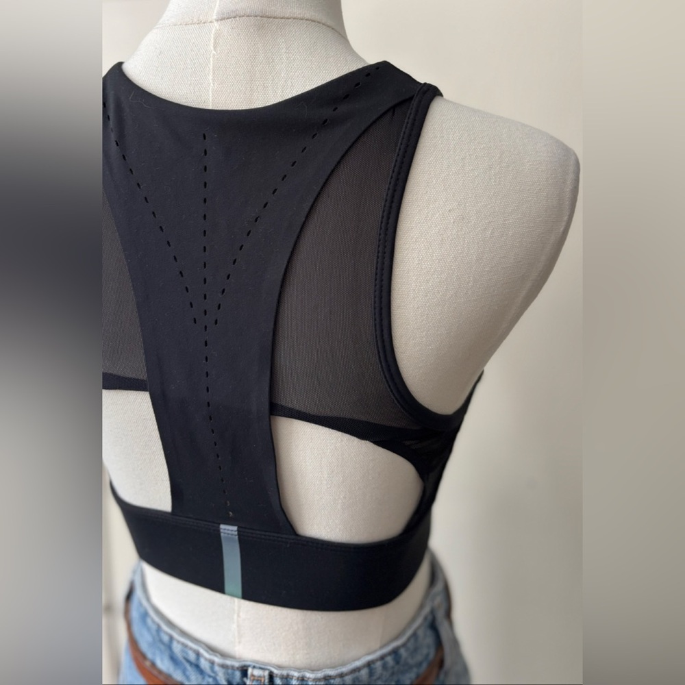 New Balance Black Stretch Mesh Back Full Coverage Athletic Sports Bra - Picture 5 of 8